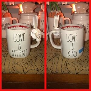 Rae Dunn LOVE IS PATIENT LOVE IS KIND Double Sided Mug with Red Heart Interior